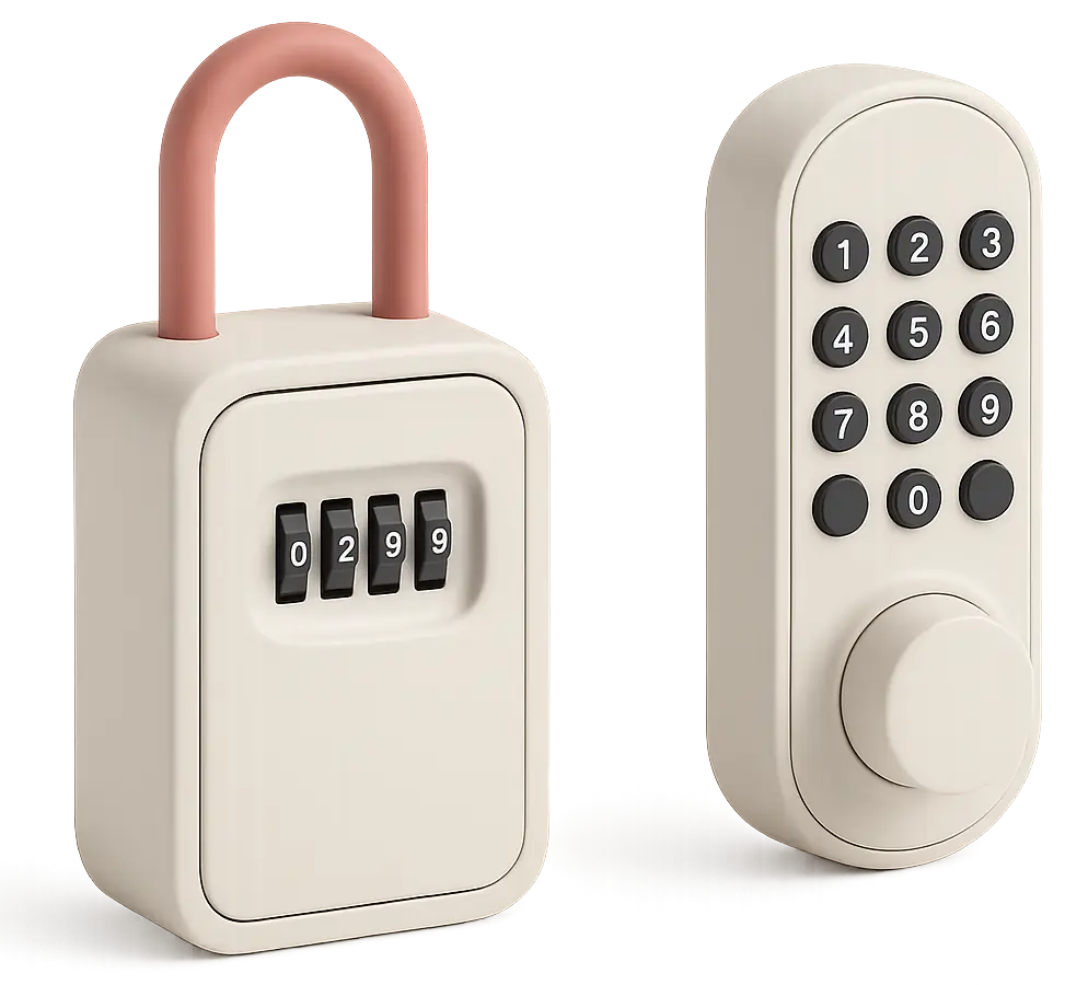 comparative infographic of key safe and smart lock for self check-in in short-term lets