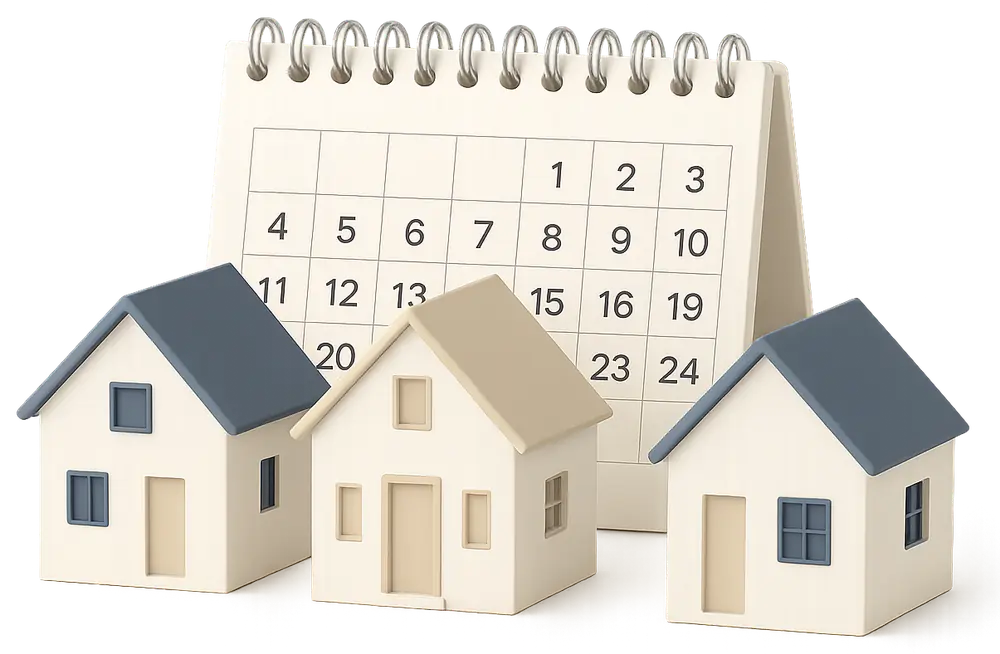 Airbnb cleaning rota between check-out and check-in for multiple properties