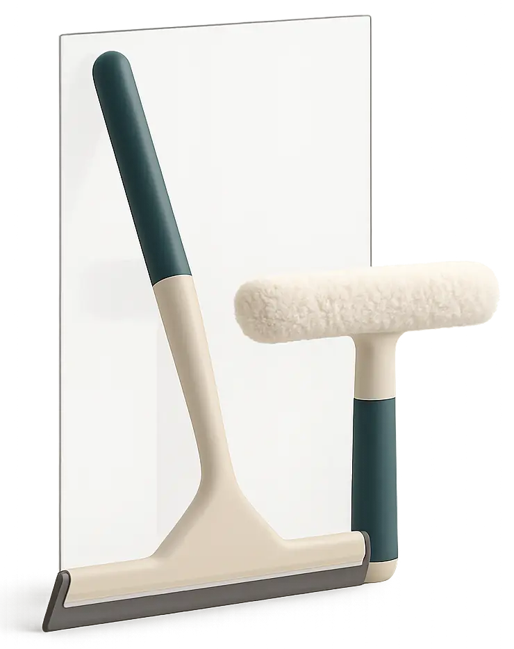 Diagram of squeegee technique for streak-free window cleaning in 4 steps Diagram of squeegee technique for streak-free window cleaning in 4 steps
