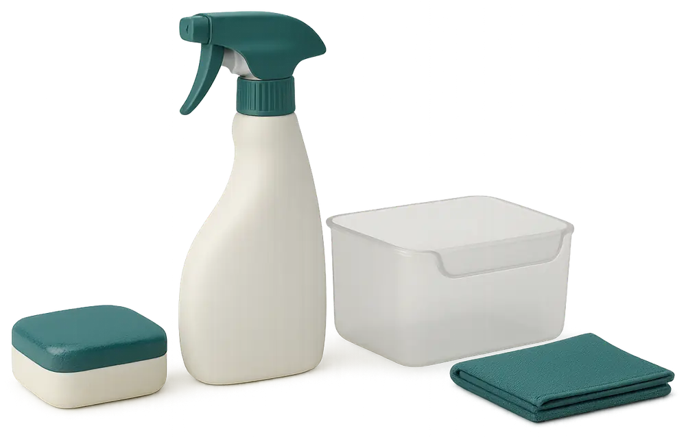 Infographic showing the cleaning order for a short-term rental kitchen