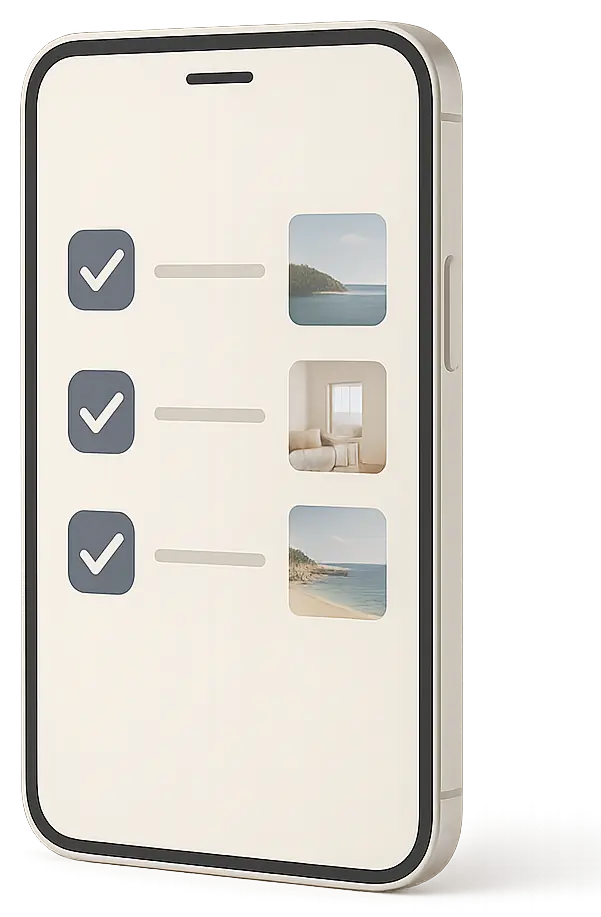 Cleaning checklist with quality control photos on smartphone for short-term rental