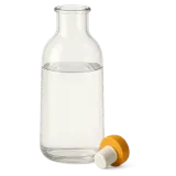 A glass water bottle and its stopper