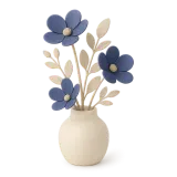 A bunch of artificial flowers in a vase