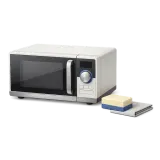A microwave, sponge and cloth