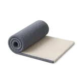 A plush carpet, rolled up