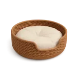 A pet bed with its cushion