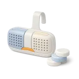 A toilet rim block and tablets