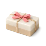 An artisan soap tied with a ribbon