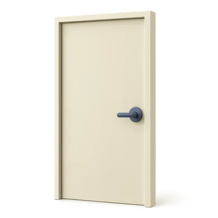 A closed interior door with its handle
