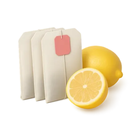 Herbal tea bags and a lemon