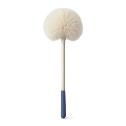 A long-handled cobweb duster